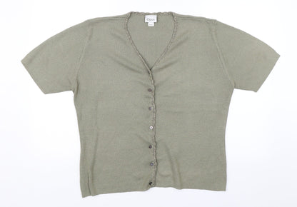 Womens UK Size 2XL OPUS Green Basic Button-Up