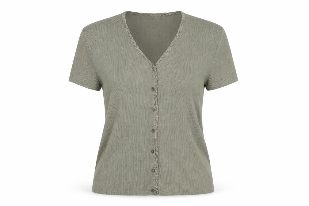 Womens UK Size 2XL OPUS Green Basic Button-Up