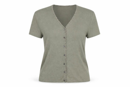 Womens UK Size 2XL OPUS Green Basic Button-Up