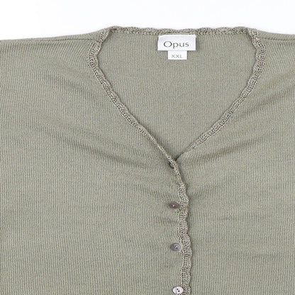 Womens UK Size 2XL OPUS Green Basic Button-Up