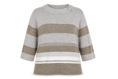 Bonmarché Womens Brown Striped Pullover Jumper Size XL