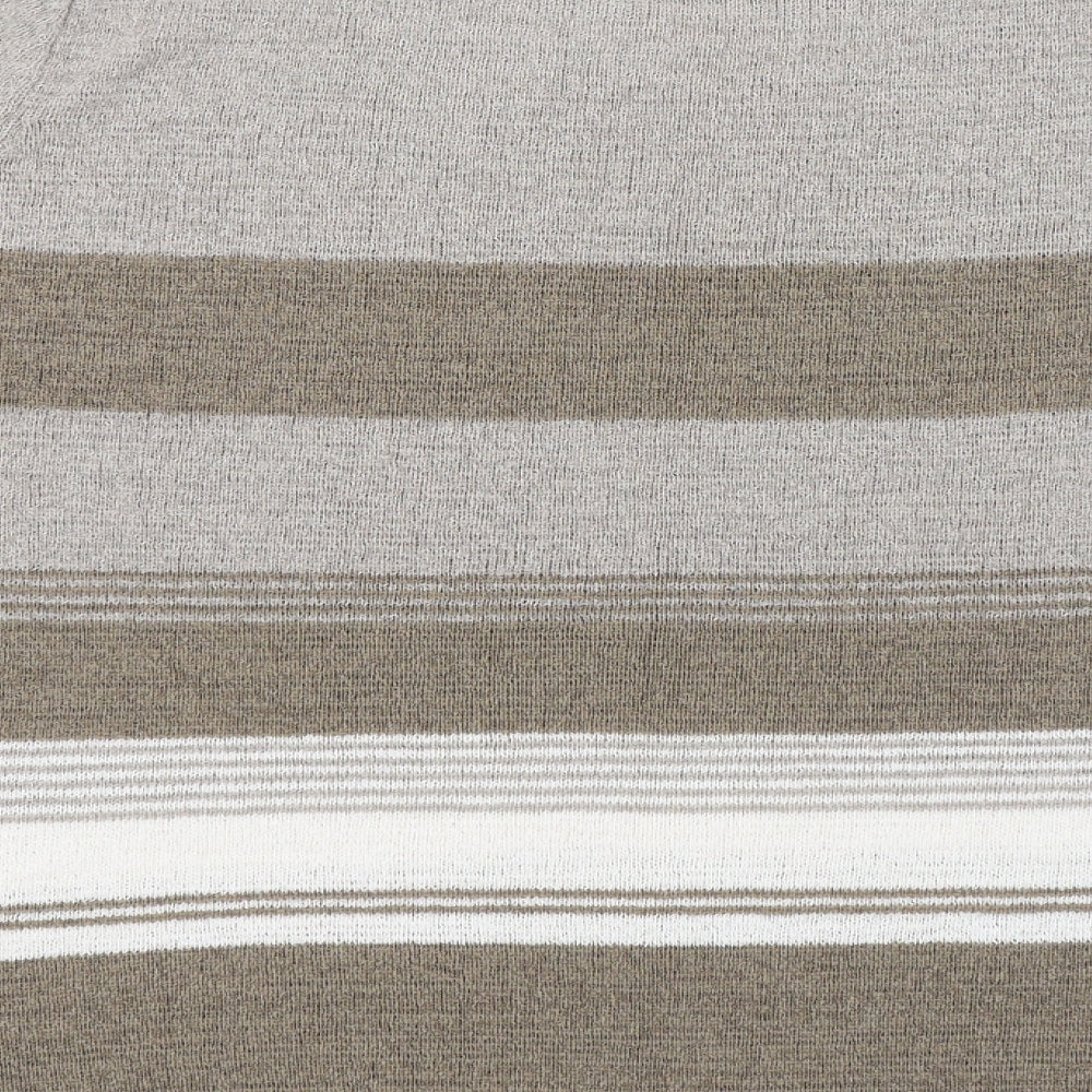 BM Collection Womens Brown Striped  Pullover Jumper Size XL