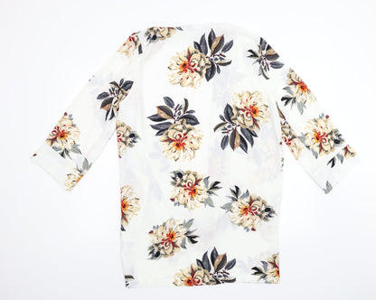 Cameo Rose Womens Ivory Floral  Basic Blouse Size 12
