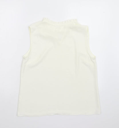 Womens UK Size M Preworn Ivory Basic Blouse