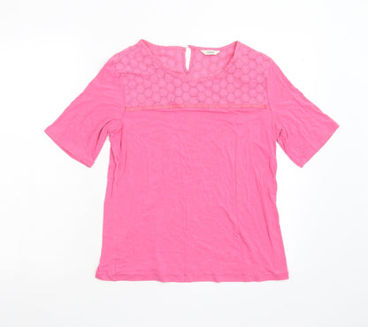 Womens UK Size M Classic Pink Basic T-Shirt