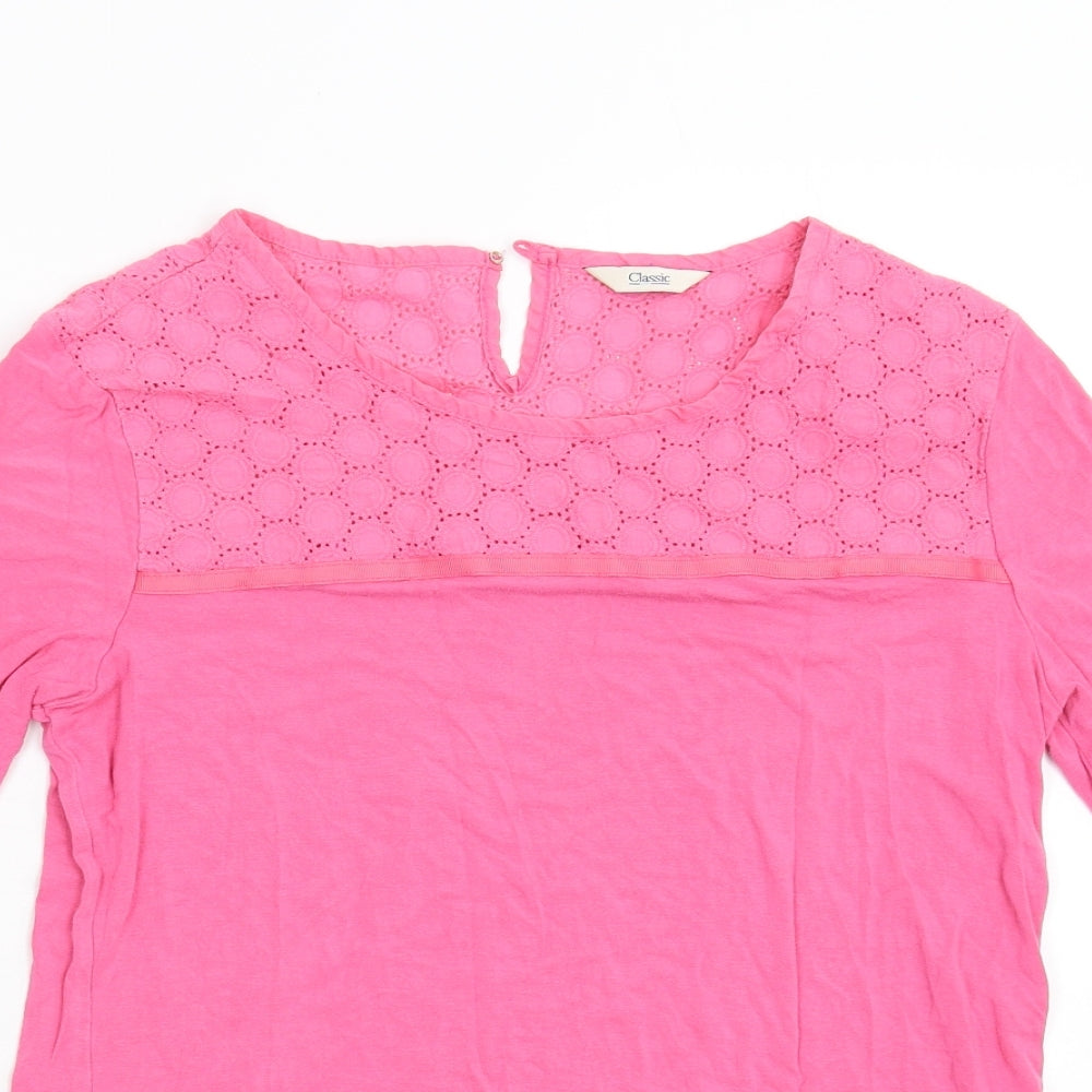 Womens UK Size M Classic Pink Basic T-Shirt