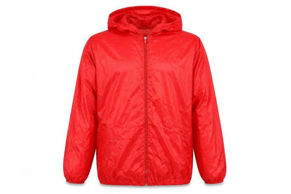 Front view of RAINY Days boys’ red anorak jacket, size M