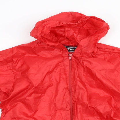 Close-up detail of RAINY Days boys’ red anorak jacket, size M