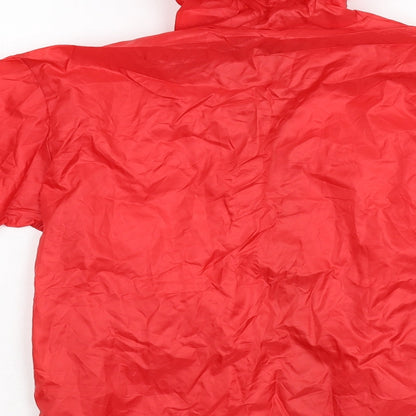 Brand and care label for RAINY Days boys’ red anorak jacket, size M