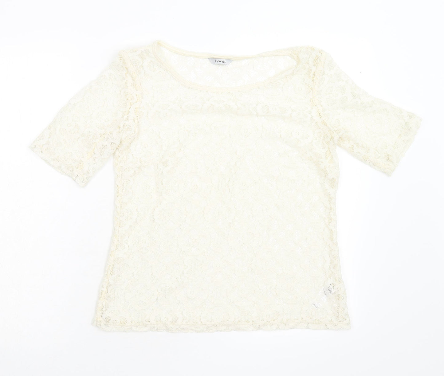 George Womens Ivory Floral  Basic Blouse Size 12