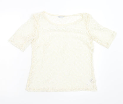 George Womens Ivory Floral  Basic Blouse Size 12