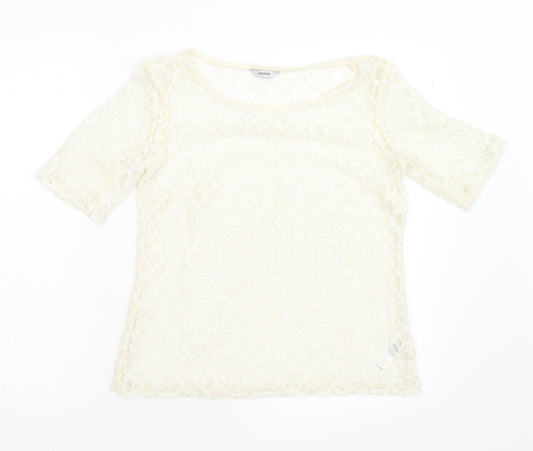 George Womens Ivory Floral  Basic Blouse Size 12