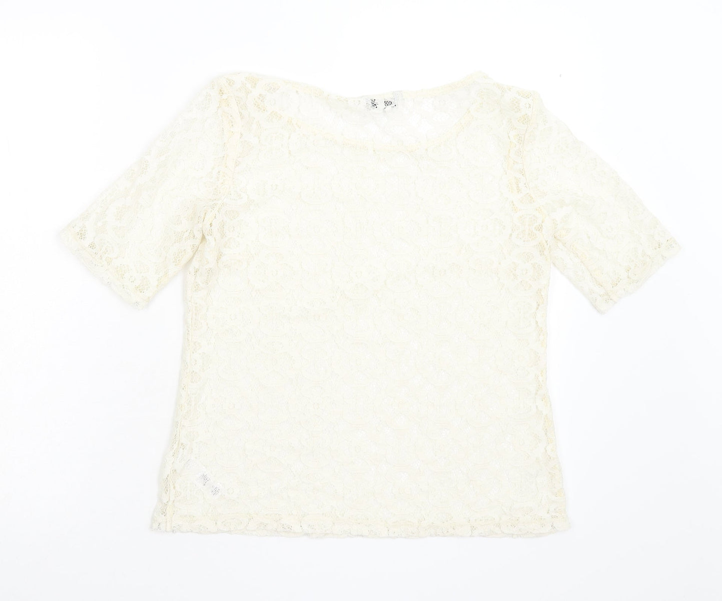 George Womens Ivory Floral  Basic Blouse Size 12