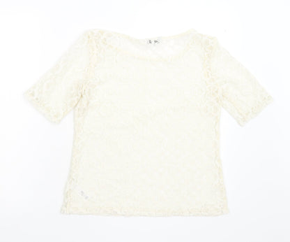 George Womens Ivory Floral  Basic Blouse Size 12