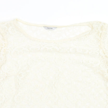 George Womens Ivory Floral  Basic Blouse Size 12