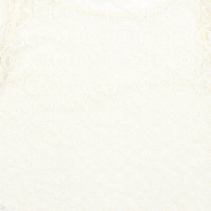 George Womens Ivory Floral  Basic Blouse Size 12