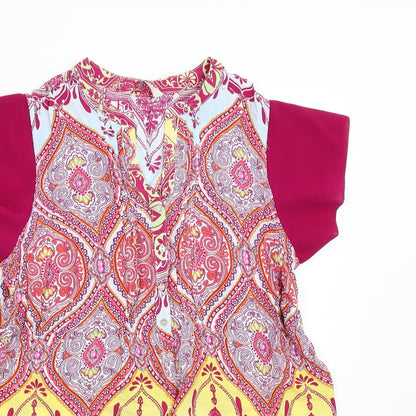 George Womens Pink Geometric Chiffon Basic Blouse Size 16