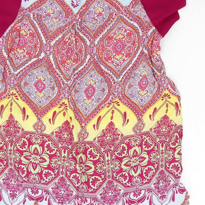 George Womens Pink Geometric Chiffon Basic Blouse Size 16