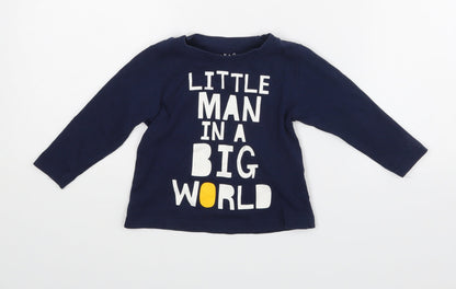Nutmeg Baby Blue   Basic T-Shirt Size 12-18 Months  - Little man in a big world