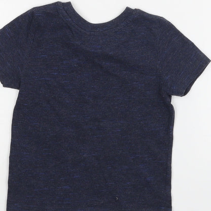 Brand and care label for Primark boys’ blue basic t-shirt, size 12-18, months - swim crew