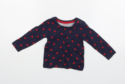 Primark Girls Blue Polka Dot  Pullover T-Shirt Size 6-9 Months