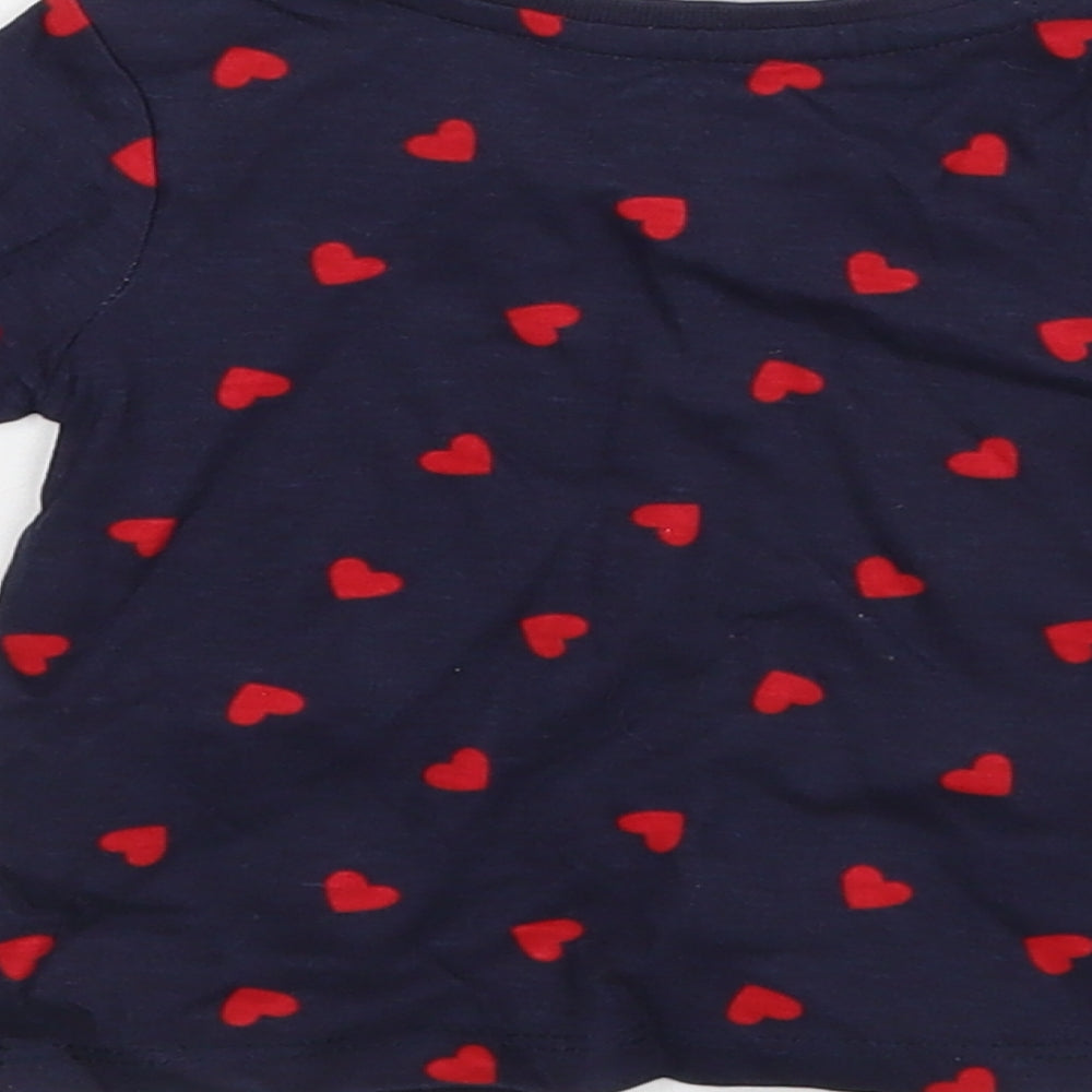 Primark Girls Blue Polka Dot  Pullover T-Shirt Size 6-9 Months