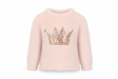 Front view of Primark girls’ pink jumper, size 6-9, months