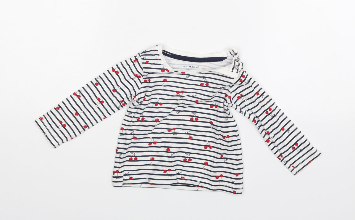 Additional front view of Primark Baby White Striped Basic Blouse, size 6-9, Months