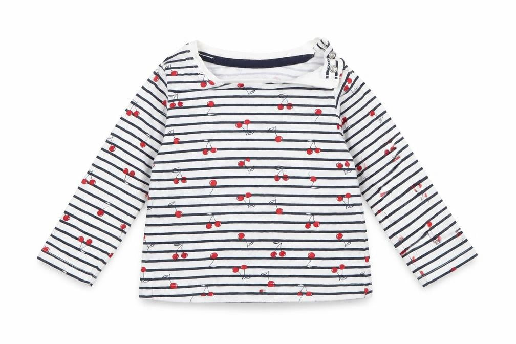 Front view of Primark Baby White Striped Basic Blouse, size 6-9, Months