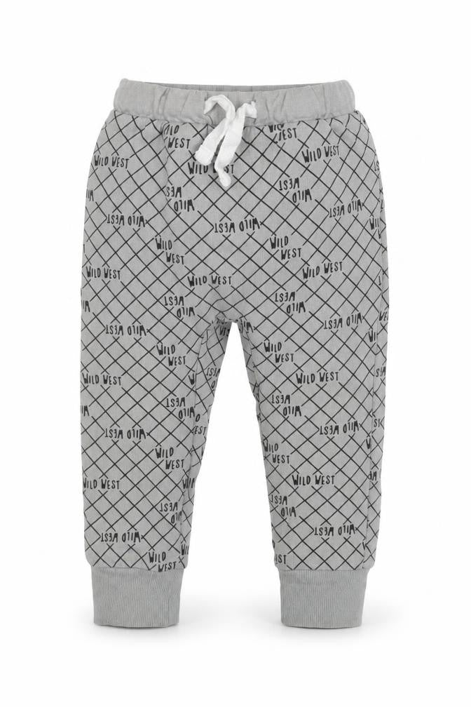 Front view of So Cute Baby Grey Check Jogger Trousers, size 6-9, Months