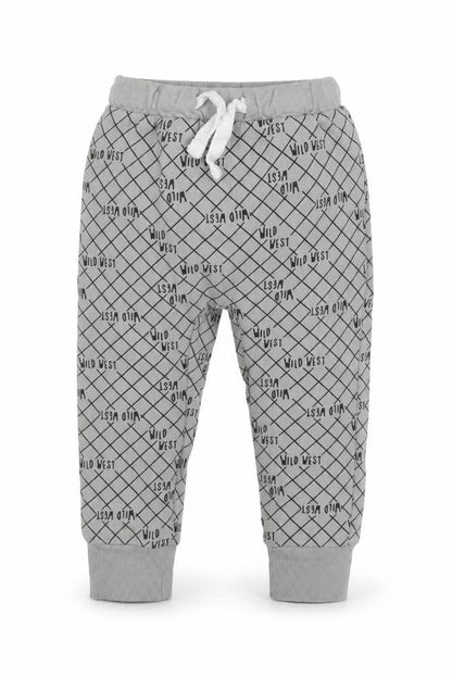 Front view of So Cute Baby Grey Check Jogger Trousers, size 6-9, Months