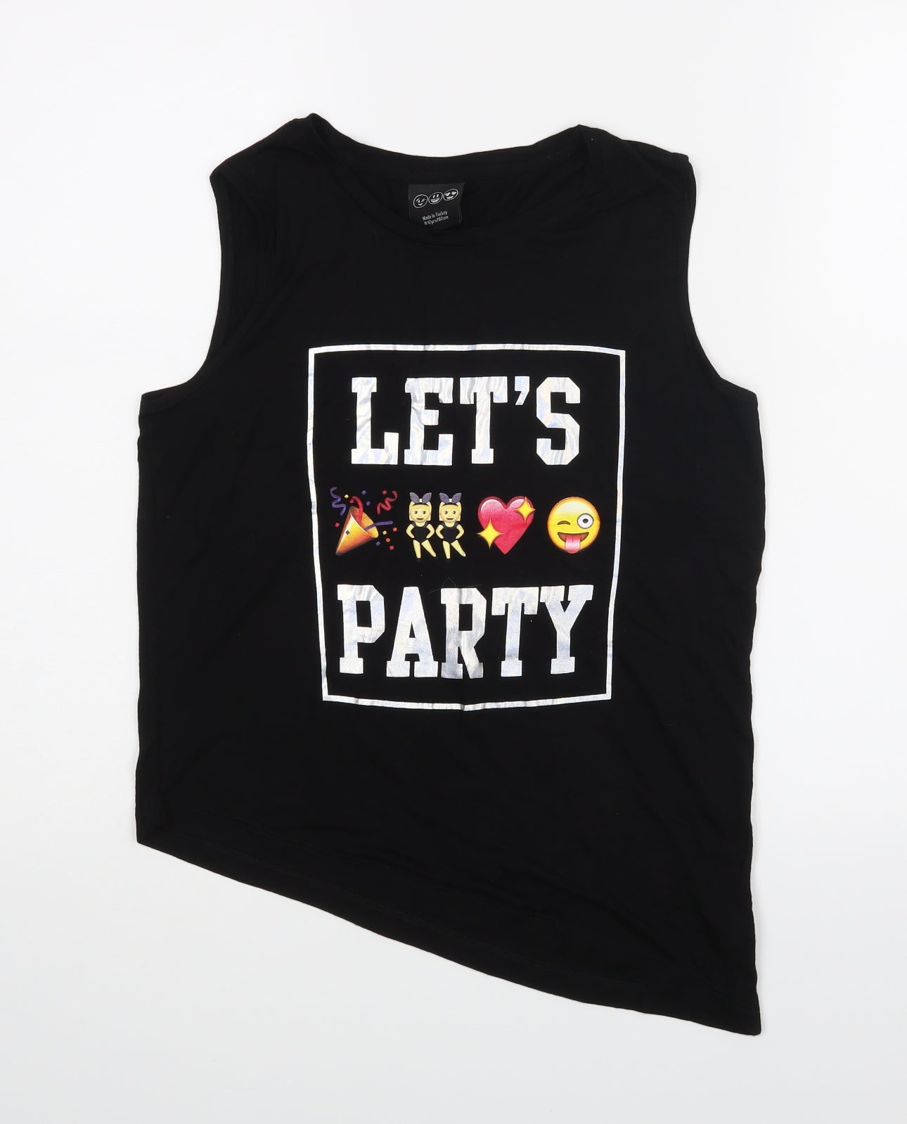 YD Girls Black   Basic T-Shirt Size 11-12 Years  - Let's Party