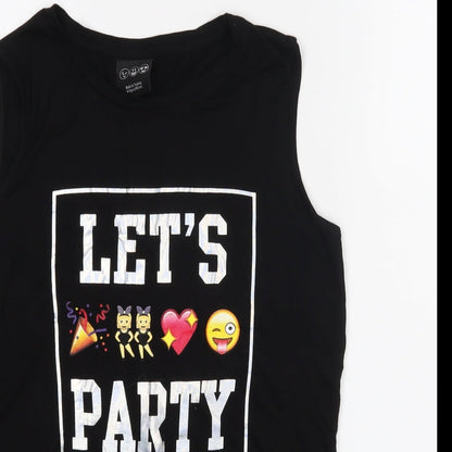 YD Girls Black   Basic T-Shirt Size 11-12 Years  - Let's Party