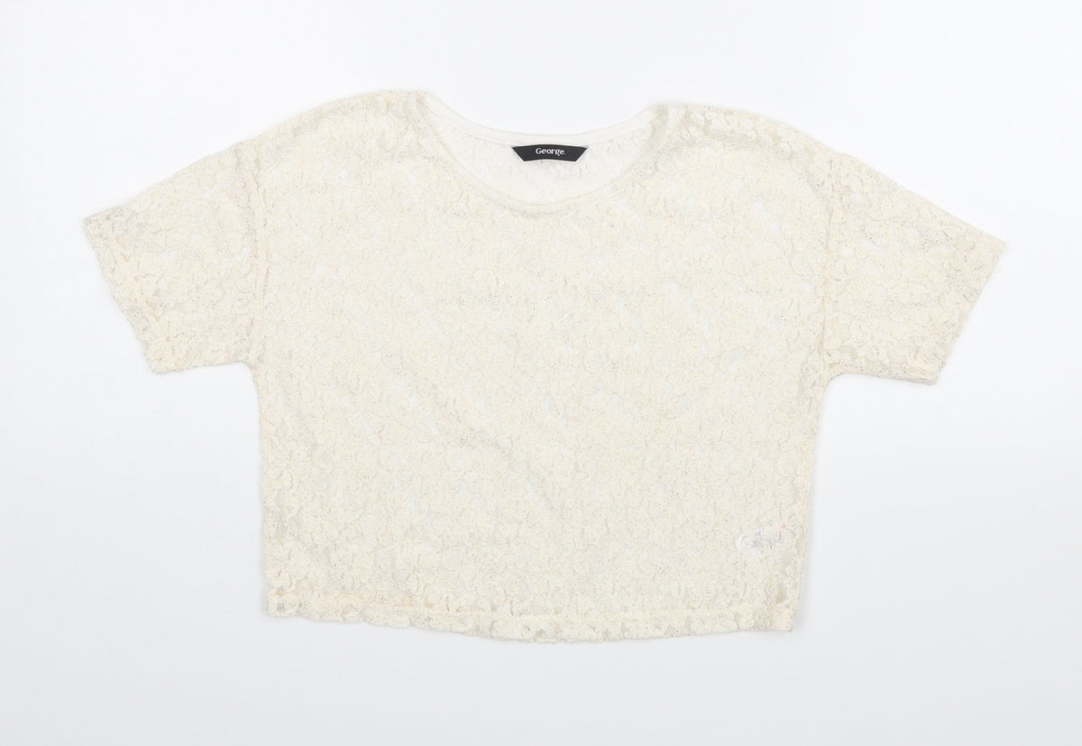 Additional front view of George girls’ white basic blouse, size 7-8, years