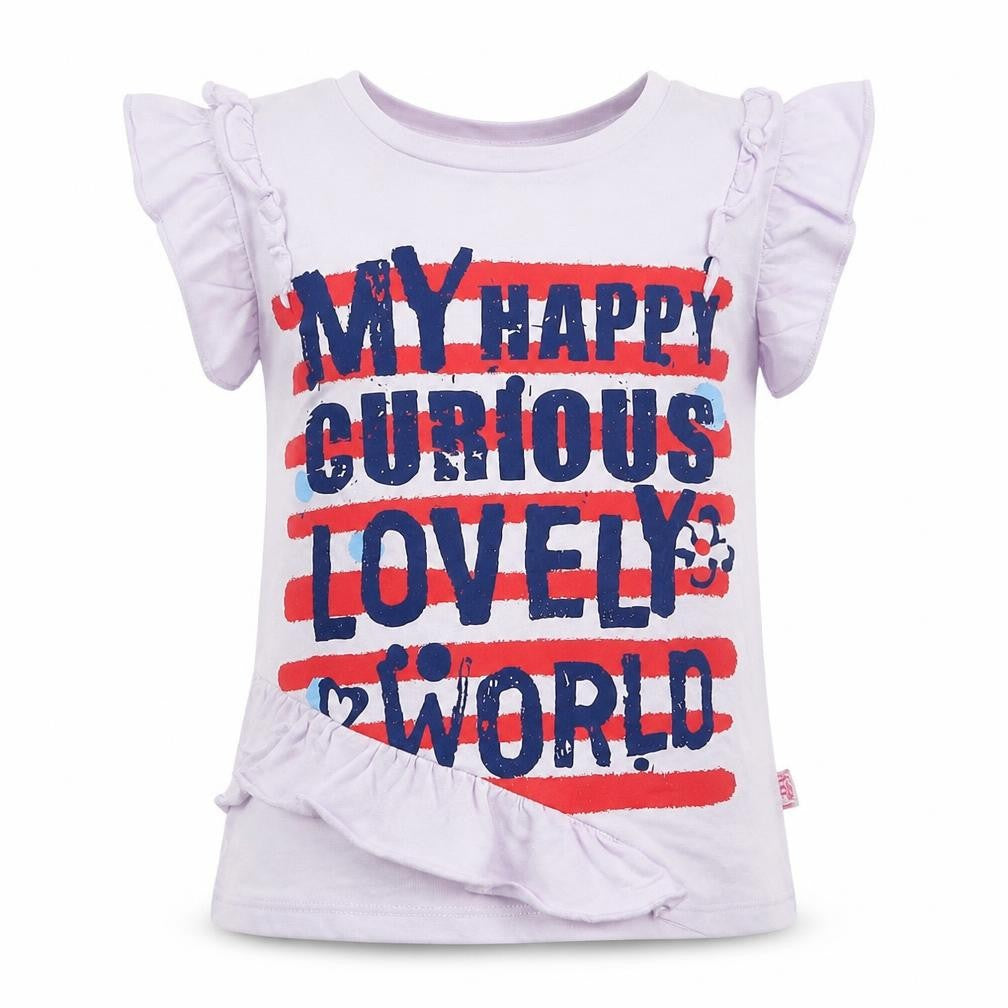 Front view of Ginkana girls’ purple basic t-shirt, size 6, years