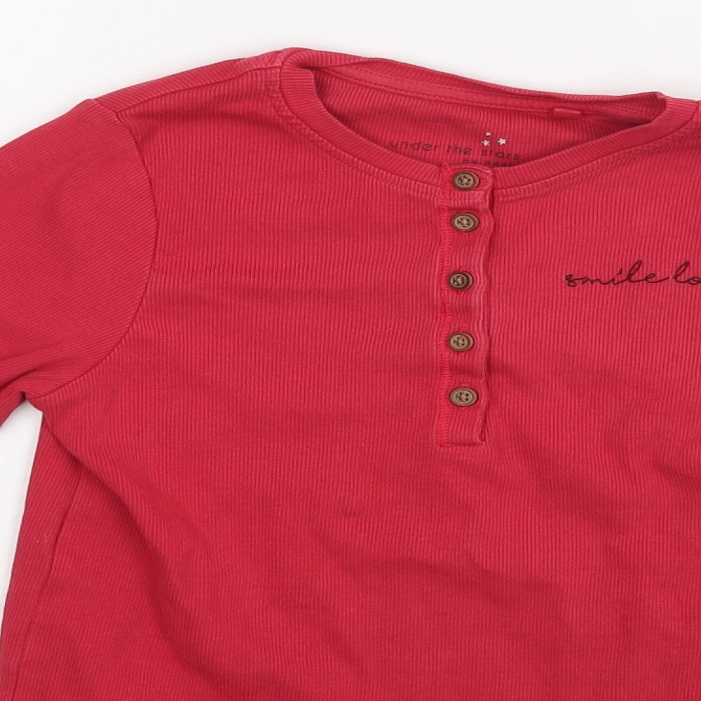 Close-up detail of Next girls’ red rayon basic blouse, size 9, years - smile lots