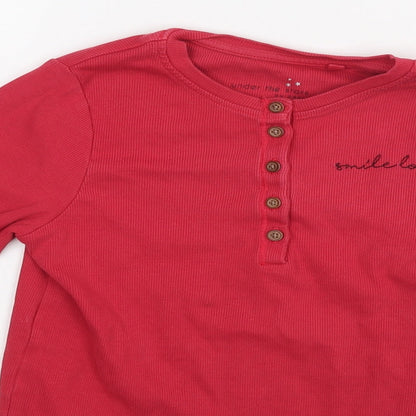 Close-up detail of Next girls’ red rayon basic blouse, size 9, years - smile lots