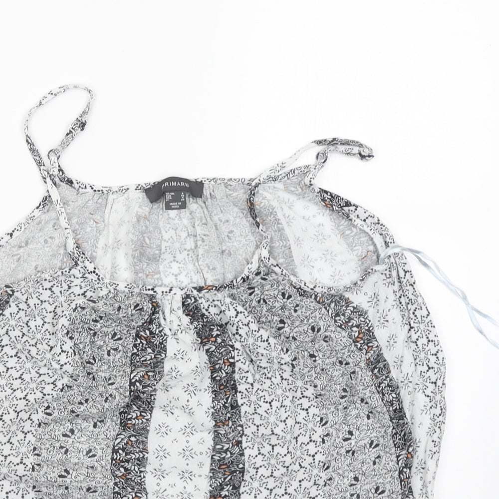 Primark Womens White Floral  Camisole Blouse Size 8