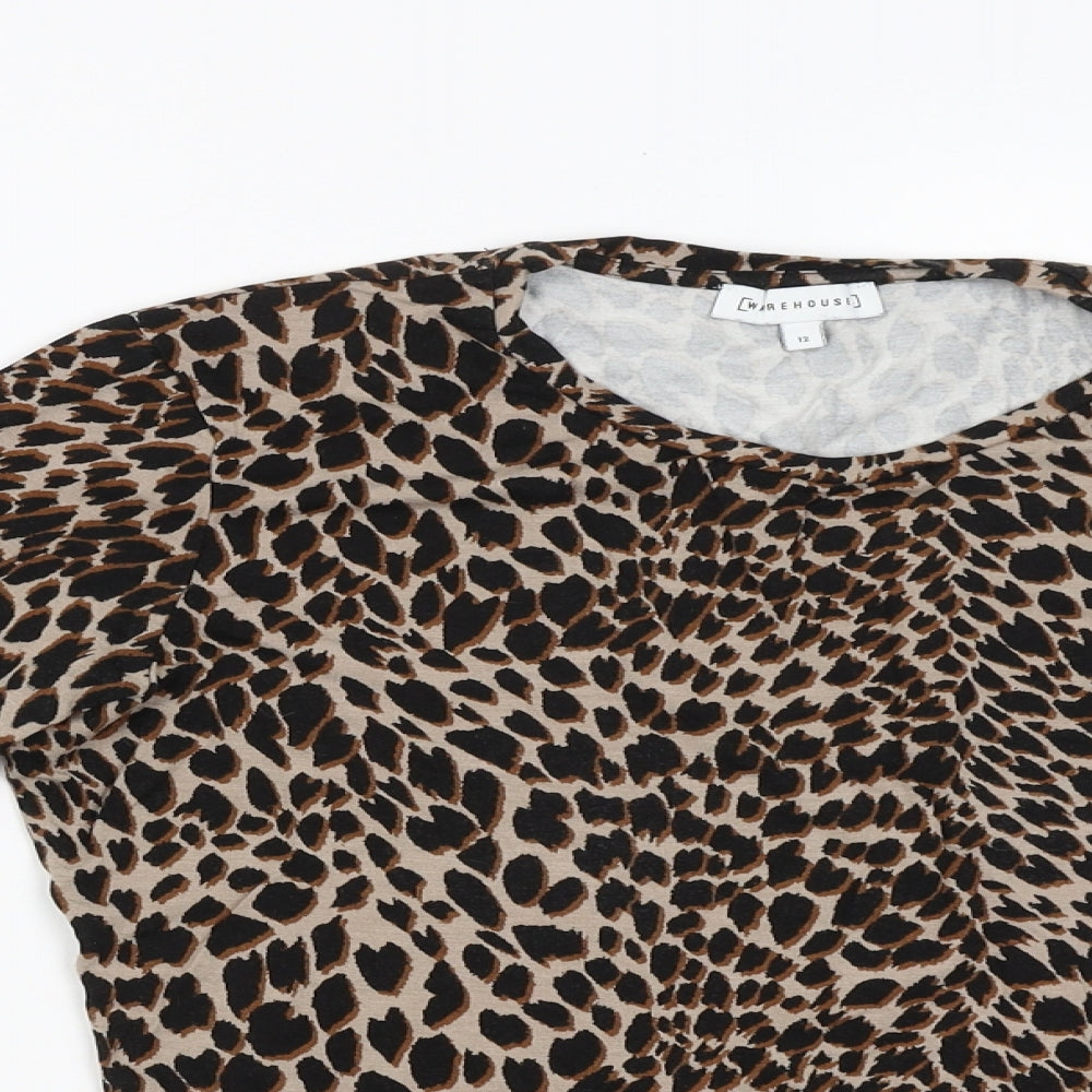 Womens UK Size 12 Warehouse Brown Basic Blouse