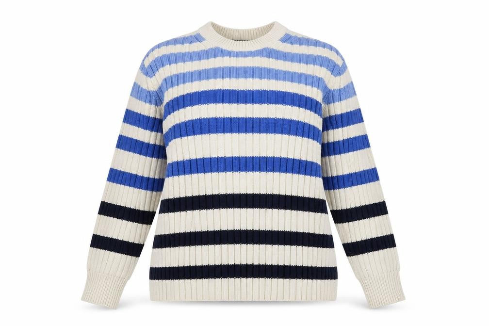 Marks & Spencer Womens White Striped  Pullover Jumper Size 12
