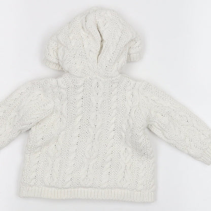 Brand and care label for Tu Baby White Jacket, size 3-6, Months