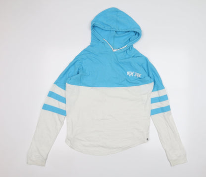 Popular Mens Blue Striped  Pullover Hoodie Size S
