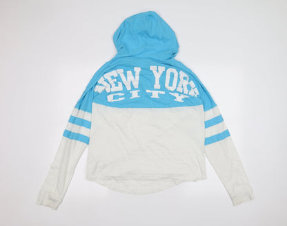 Popular Mens Blue Striped  Pullover Hoodie Size S