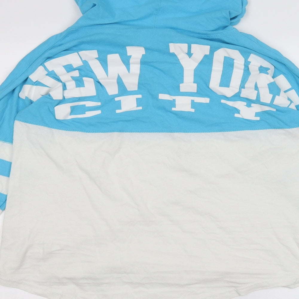 Popular Mens Blue Striped  Pullover Hoodie Size S