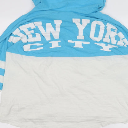 Popular Mens Blue Striped  Pullover Hoodie Size S