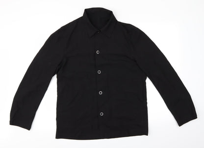 Mens UK Size 46 Preworn Black  Button-Up Long Sleeve Casual Shirt