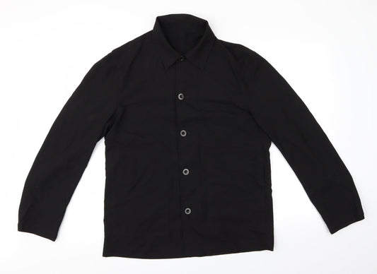 Mens UK Size 46 Preworn Black  Button-Up Long Sleeve Casual Shirt