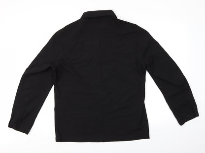 Mens UK Size 46 Preworn Black  Button-Up Long Sleeve Casual Shirt