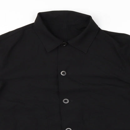Mens UK Size 46 Preworn Black  Button-Up Long Sleeve Casual Shirt