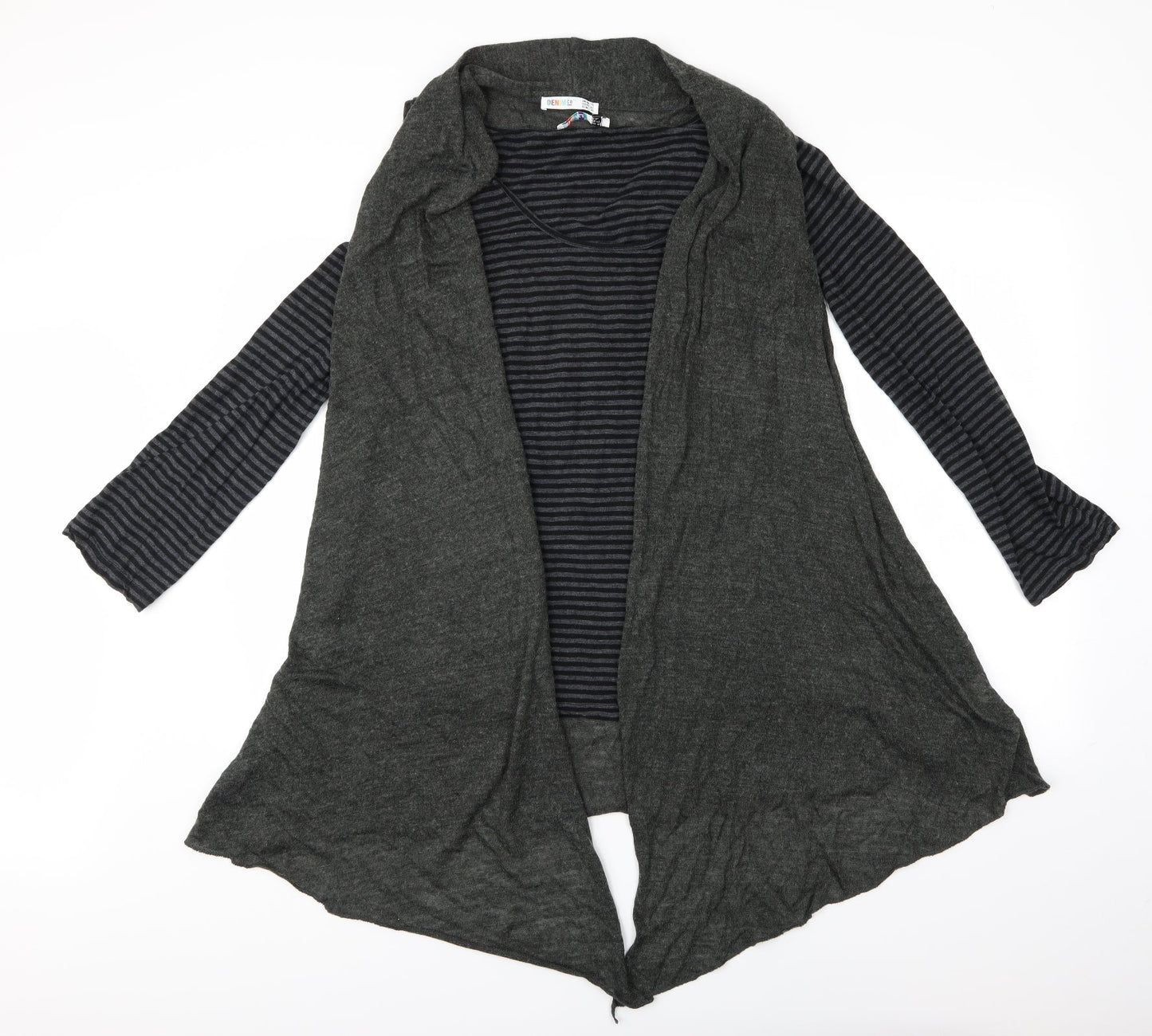 Denim Co. Womens Grey Striped  Cardigan Jumper Size 14